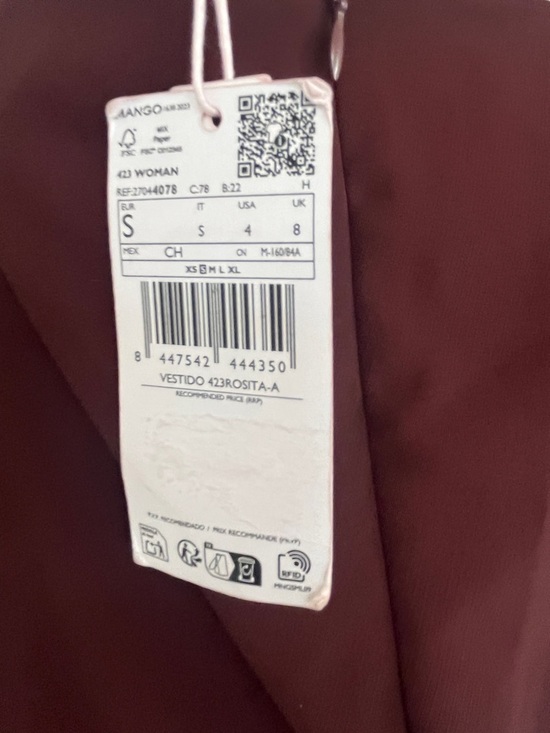 MANGO NWT one shoulder draped dress in burgundy maroon color - Picture 12 of 12